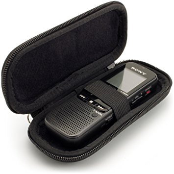 iGadgitz Black EVA Carrying Hard Case Cover for Sony ICD-BX140, ICD-PX240 370 470 820, ICD-UX560 Digital Voice Recorders