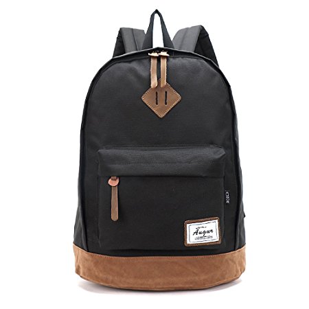 Black AOKE Vintage Laptop Backpack Shoulder Book Bags for College School Fits 15.6" Laptop & Tablets