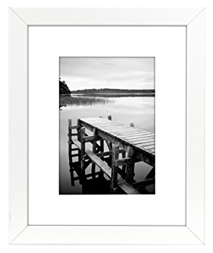 8x10 White Picture Frame - Matted to Display Photographs 5x7 or 8x10 Without Mat - Highest Quality Materials - Ready to Display on Table Top