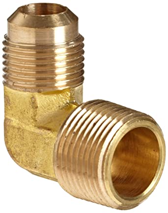 Anderson Metals - 54049-0606 Brass Tube Fitting, 90 Degree Elbow, 3/8" Flare x 3/8" Male Pipe