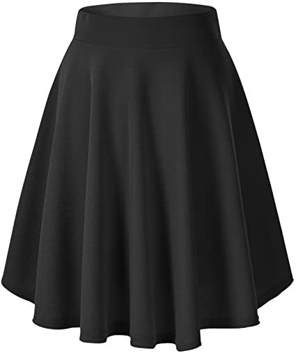 Urban CoCo Women's Basic Solid Versatile Stretchy Flared Casual Mini Skater Skirt
