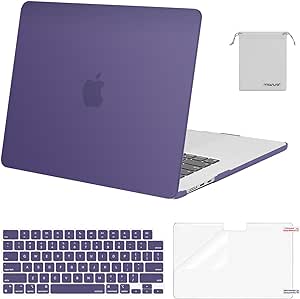 MOSISO Compatible with MacBook Air 15 inch Case 2023 2024 Release M3 A3114 M2 A2941 with Liquid Retina Display&Touch ID, Plastic Hard Shell&Keyboard Cover&Screen Protector&Storage Bag, Imperial Purple