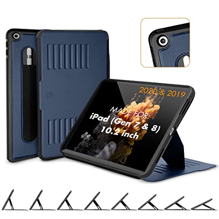ZUGU CASE iPad 10.2 Case, Muse Protective Case / Cover Designed for iPad 10.2-inch (8th Gen, 2020) / iPad (7th Gen, 2019) Convenient Magnetic Stand (Sleep / Wake Cover) - Navy Blue