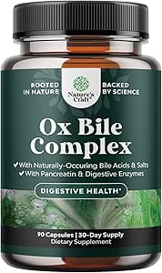 Digestive Enzymes with Ox Bile Supplement - Purified Bile Salts Supplement for Digestion Pancreas and Gallbladder Support with Pancreatin 4X Ox Bile Digestive Enzymes and Bile Salt Complex (1 Month)