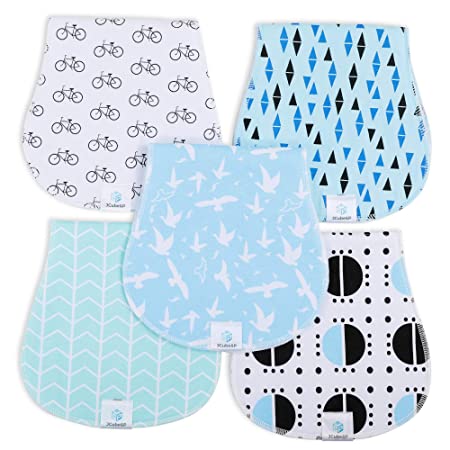 JCube&P Burp Cloths Boy- 100% Organic Cotton Burp Clothes with Fleece - Soft & Absorbent Curvy Burp Rags - 5-Pack Baby Shower Gift Set Burp Towels - Newborns & Infants Boy Burp Cloths (Hope)