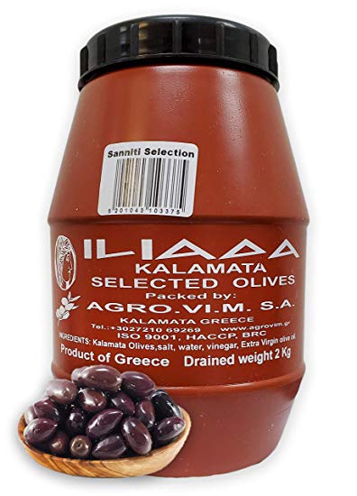 Iliada Kalamata Extra Large Greek Olives in Vinegar Brine and Olive Oil, 4.4 lbs