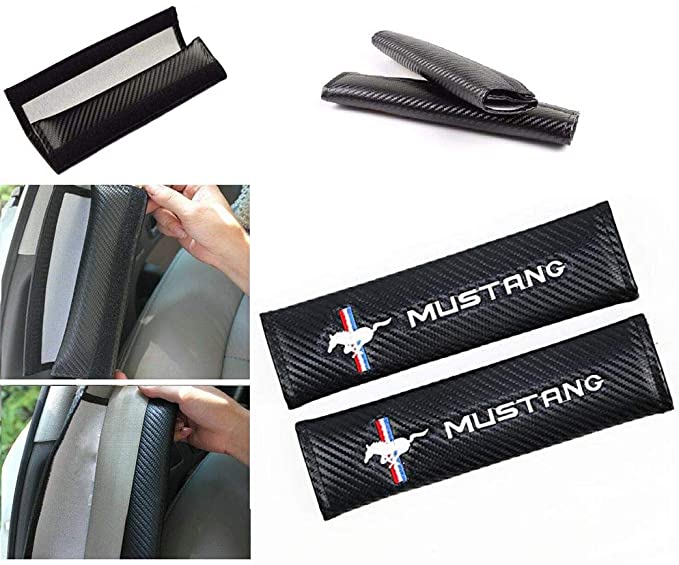 Wall Stickz car Sales Fit Mustang Car Seat Belts Covers Padding Carbon Fiber Leather Belt Shoulder Sleeve(2 Pcs)