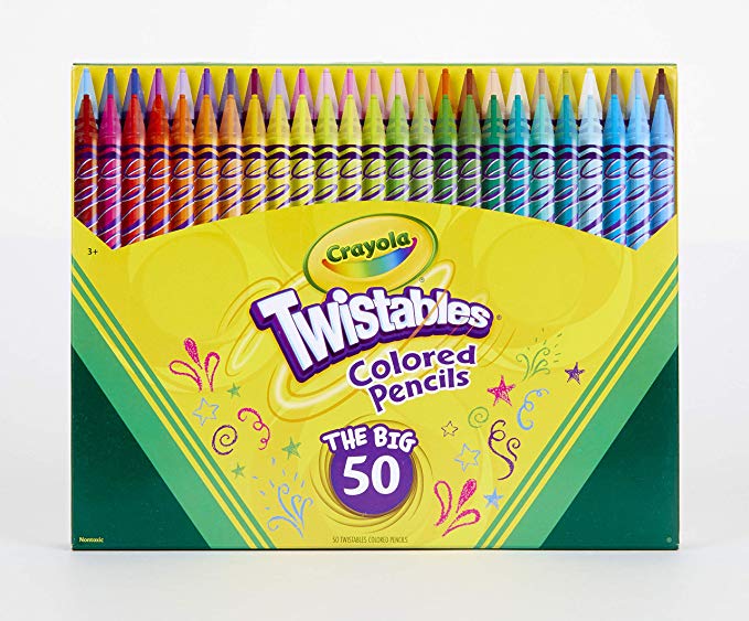 Crayola Twistables Colored Pencils, Amazon Exclusive, 50 Count, Stocking Stuffer, Gift