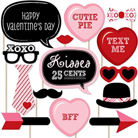 Valentine's Day - Photo Booth Props Kit - 20 Count