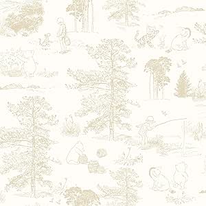 Disney Winnie The Pooh Toile Beige Peel & Stick Wallpaper by RoomMates, RMK12622RL