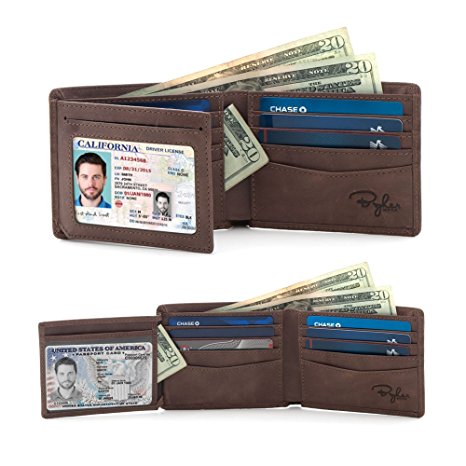 Bryker Hyde 2 Window ID Holder RFID Wallet for Men, Multi Card Extra Capacity Travel Wallet, Ultimate Identity Theft, Credit Card Protection, Full Grain Leather Bifold