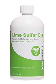VetWELL Lime Sulfur Dip for Dogs, Cats & Horses - Medicated Shampoo for Mange Treatment, Ringworm Treatment, Skin Mites Treatment for Dogs to Help Relieve Itchy Skin - 16 oz