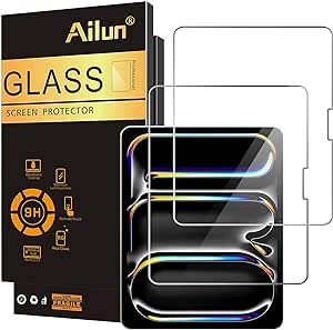 Ailun 2 Pack Screen Protector for iPad Pro 13 Inch 2024 7th Generation, iPad Air 13 Inch 6 Generation [2024 6th Gen] Tempered Glass [Face ID & Apple Pencil Compatible] Case Friendly [2 Pack]