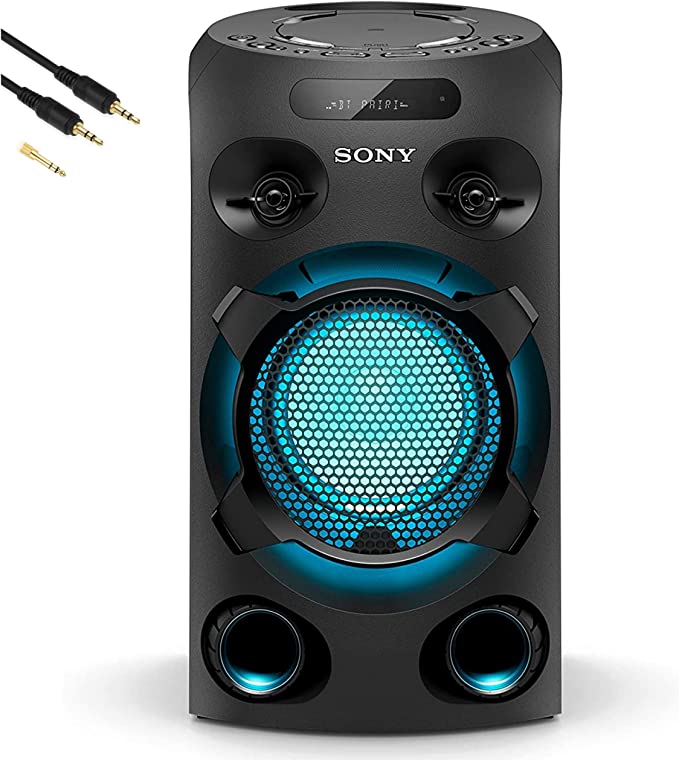 Sony Bluetooth Party Speaker Home Audio System Loud Bass Speaker LED Lights Outdoor Portable Party Speakers Voice Control NFC USB CD and DJ Sound, Remote Control with NeeGo 3.5mm Jack   Aux