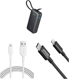 Anker iPhone Fast Charging Cable - 6ft Nylon USB-C to Lightning Cord&ANKER Powerline II Lightning Cable, [6ft MFi Certified] USB Charging/Sync Lightning Cord&Anker Nano Power Bank, 10,000mAh Portable