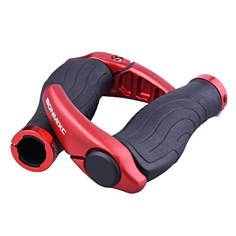 Bonmixc Ergonomic Design Bike Grips, Aluminum Alloy Locking Ring Bike Handlebar Grips For MTB BMX Floding Bike