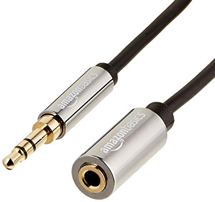 AmazonBasics 3.5mm Male to Female Jack Stereo Audio Cable - 6 Feet (1.83 Meters), 10-Pack