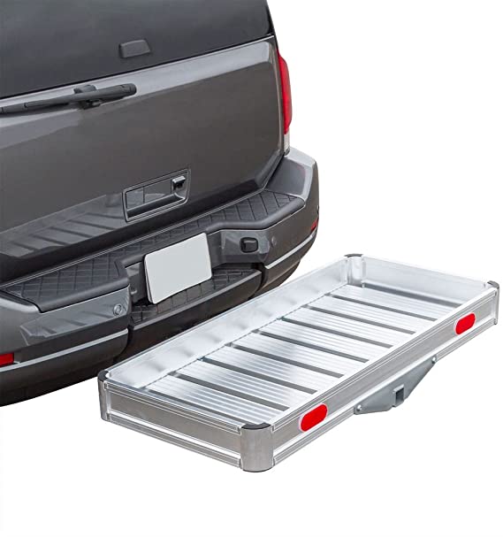 Discount Ramps Apex Hitch Cargo Carrier Tray Aluminum 550 lb. Capacity – Tray 49-1/8" L x 22-5/8" W x 4-3/4" H – Unique Slatted Surface Compatible with Class III or IV 2" Receivers