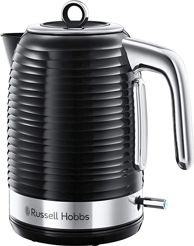 Russell Hobbs 24361 Inspire Electric Kettle, 3000 W, 1.7 Litre, Black with Chrome Accents