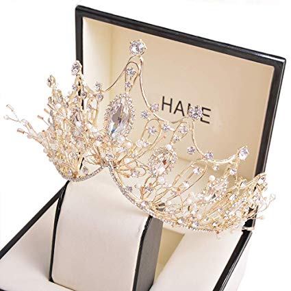 Wedding Crown for Bride Rhinestone Princess tiara for Women Prom Queen Crown Pageant-Bridal Wedding Crown Handmade Hair Accessories Rose Gold Crown