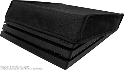 Playstation 4 Pro Dust Cover (2016 PRO Model) by Foamy Lizard ® THE ORIGINAL MADE IN U.S.A. TexoShield (TM) premium ultra fine soft velvet lining nylon dust guard with back cable port (Horizontal)