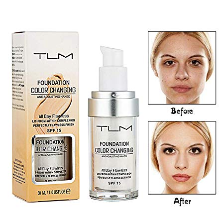 Concealer Cover, Turelifes Flawless Colour Changing Warm Skin Tone Foundation Makeup Base Nude Face Liquid Cover Concealer for Women All Day Flawless
