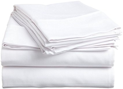 Rajlinen 4 PCs Sheet Set Stain Resistant Bland Durable 800-Thread-Count Egyptian Cotton Rich (15" Deep) RV King (72X80") Solid White