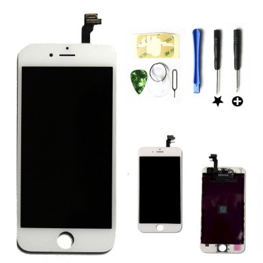 PassionTR Retina LCD Touchscreen Digitizer Frame Assembly Full Set Replacement Screen for iPhone 6 PLUS(5.5 inch)with Instruction card and tools in White