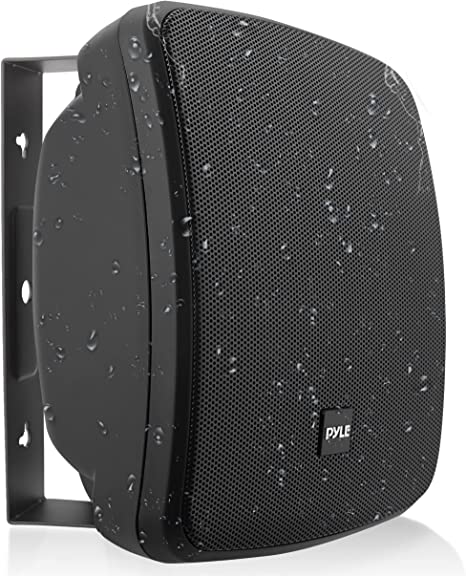 Outdoor Waterproof Patio Speaker - 5.25" 2-Way Weatherproof Wall/Ceiling Mounted Dual Speaker w/Heavy Duty Grill, w/Transformer Adjuster, Universal Mount, in/Outdoor Use - Pyle PDWR545TB (Black)