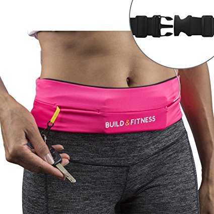 Running Belt, Fully Adjustable Fastener, Fitness Waist Belt, Key Clip. Fits iPhone 6,7,8 plus, X. Unisex. Suitable for Gym Workouts, Exercise, Cycling, Walking, Jogging, Sport, Travel, Outdoors
