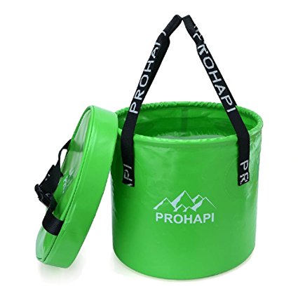 Prohapi Premium Collapsible Bucket with Lid, Camping Water Container with Free IPX8 Case, 10L