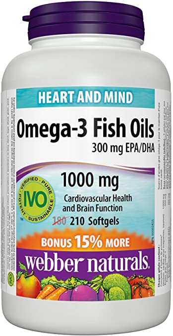 Webber Naturals Omega-3 Salmon and Fish Oil Softgel, 300mg