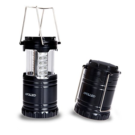 APOLLED Ultra Bright Portable Waterproof  LED Camping Lantern Flashlights, Tent Light Flashlight for Hiking, Camping, Emergencies (Black, Collapsible)