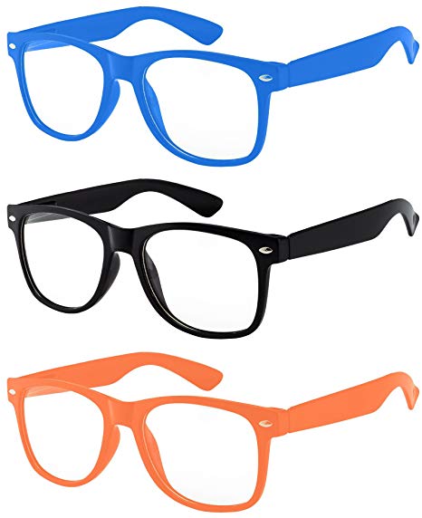 3 Pairs Kids Clear Lens Glasses Protect Child's Eyes from UVB UVA