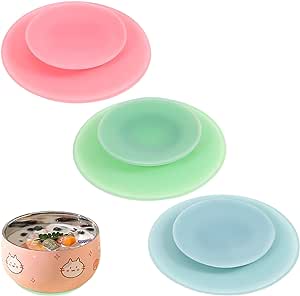 DOITOOL 3pcs Silicone Suction Plate Double Sided Suction Cups Silicone Utensil Rest Sucker Pads for Plate Silicone Grip Dish Suction Cup Plates Plate Bowl Fixing Pad Suction Pads