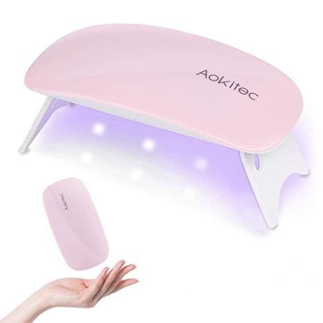 Aokitec Mini UV LED Nail Lamp, Portable Gel Light Mouse Shape Pocket Size Nail Dryer with USB Cable for all Gel Polish(Pink)