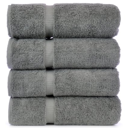 Luxury Hotel and Spa Bath Towel 100 Genuine Turkish Cotton Set of 4 Gray