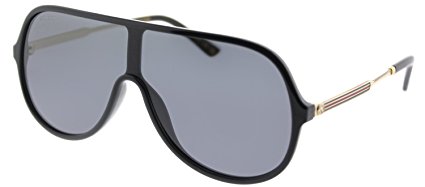Gucci GG 0199S 001 Black Plastic Shield Sunglasses Grey Lens