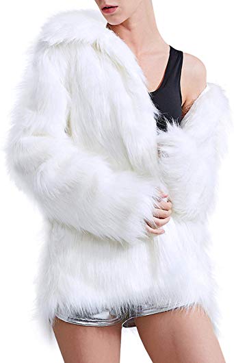 Zicac Faux Fur Coat Winter Warm Fur Jacket Luxury Long Sleeve Overcoat Parka Outerwear for Women Men