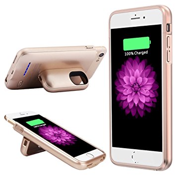 iPhone 7 Battery Case iPhone 6 6s Charger Case MUZE Magnetic Rechargable External Battery Charging Cases 3000mAh Slim Extended Backup Power Bank Case for iPhone 6/6S/7[4.7 inch] (Gold)