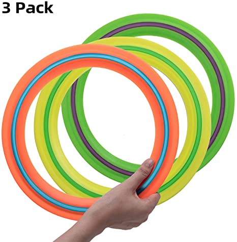 Flying Disc Toys for Kids Adult 11inch Flying Ring, 3 Pack, Replace Screen Time with Healthy Family Fun - Get Outside & Play!- Best Sport Outdoor Backyark Garden Toy Gift for Family Boys Girls age 3