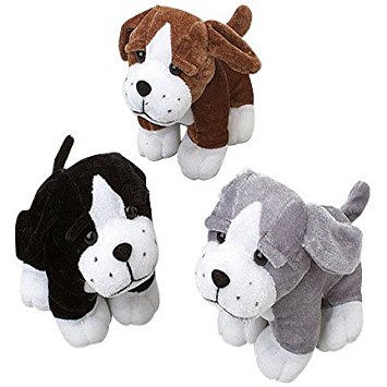 US Toy Sitting Puppy Dog Stuffed Animals Plush (1 Dozen), Assorted Color