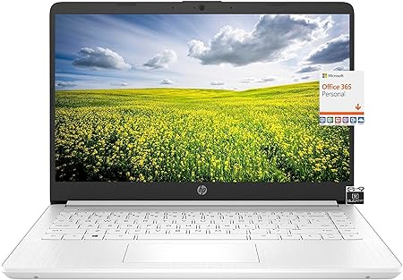 HP 2023 Newest 14" HD Ultral Light Thin Laptop, Quad-Core Intel Celeron Processor, 8GB RAM, 64GB eMMC, Webcam, HDMI, Wi-Fi, Upto 11 Hours, Windows 11 S   1 Year Office 365 HubxcelAccessory, White