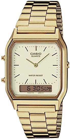 Casio AQ230GA-9D Men's Analog Digital Dual Time Gold Tone Metal Band Watch