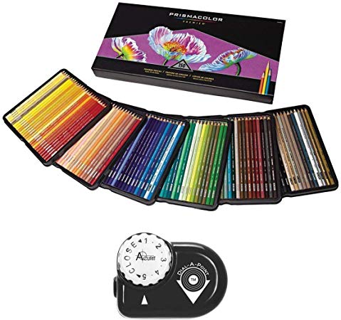Prismacolor Colored Pencils Art Kit – Artist Premier Wooden Soft Core Pencils 150 ct. With Acurit Dial-a-Point Pencil Sharpener [151 pc. Set]