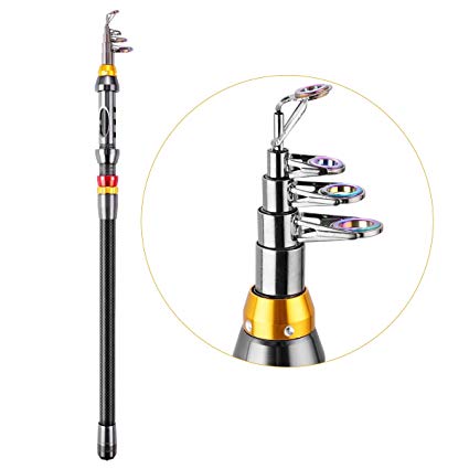 FishOaky Telescopic Fishing Rod Set, Carbon Fiber Spinning Fishing Pole and Reel Combo Fishing Gear with Line Lures Tackle Hooks Reel Carrier Bag for Travel