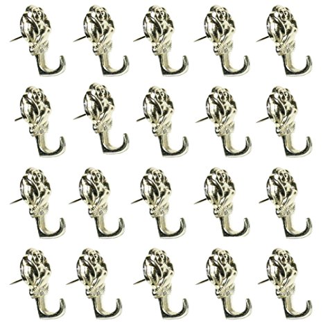 Welldoit Zinc Alloy Rose Push Pin Hanger Pack of 20 (Gold)