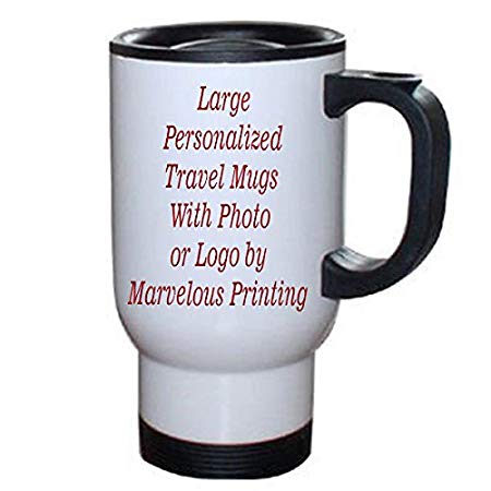 Personalized 14 oz White Stainless Steel Travel Mug with - Personalized Mug