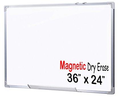 EGI 36x24-Inch Magnetic Dry Erase White Board with Aluminum Frame and Wall Mounting Brackets