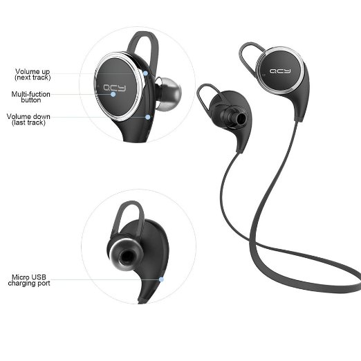 Bluetooth Headphones Qy8 CSBROTHER V41 Wireless Stereo Bluetooth Headsets with Mic for running In-Ear Noise Cancelling Sweatproof Sport Earbuds Headphones for iPhoneiPad and Android